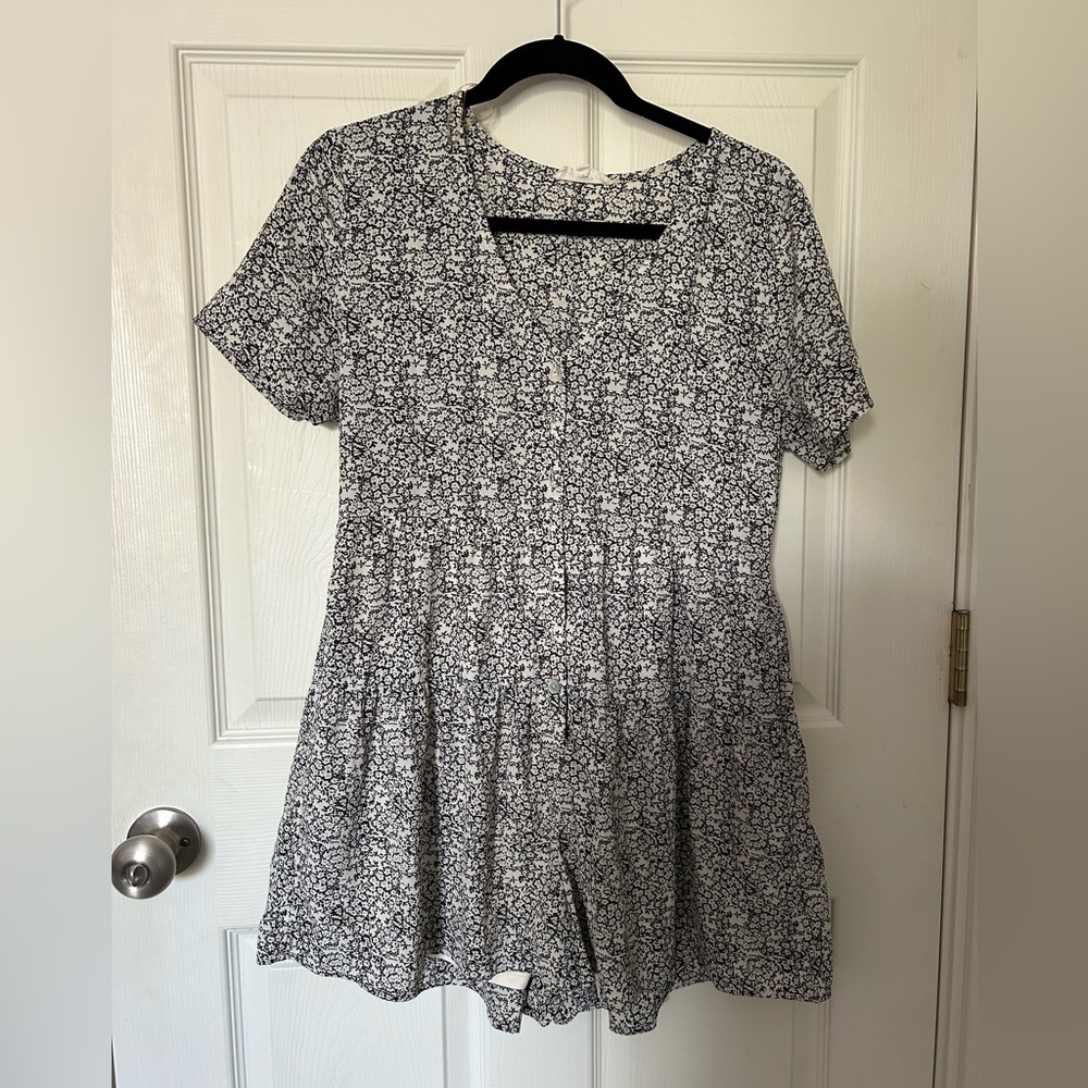 Black and white patterned romper